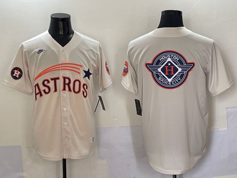 Men Houston Astros Blank Cream Five generations Joint Name 2025 Nike MLB Jersey style 28->houston astros->MLB Jersey